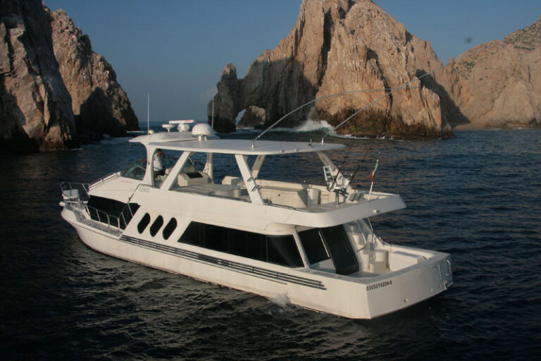 72' Blue Water motor yacht near Land's End, Cabo San Lucas