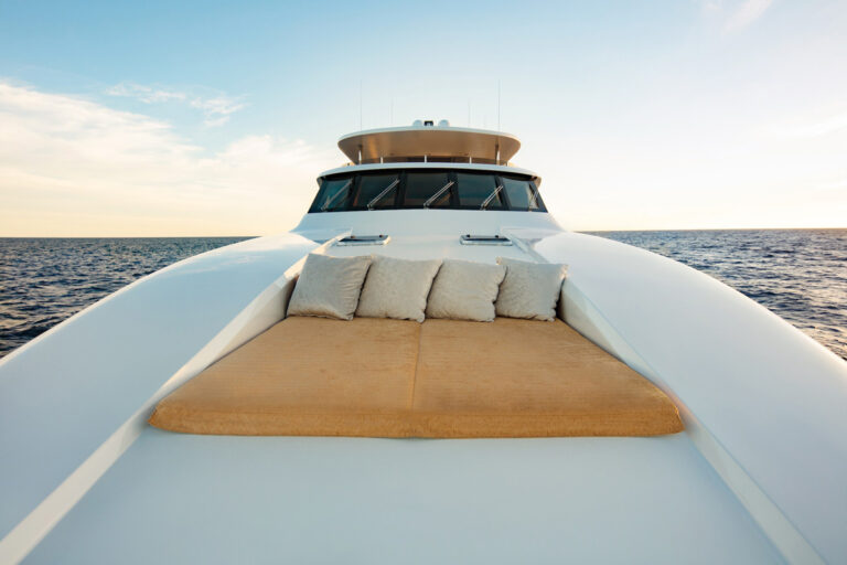 Bow sunpad of the 130' luxury yacht
