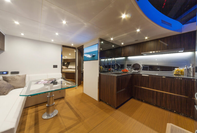 Galley and interior of the 56' Rio Granturismo