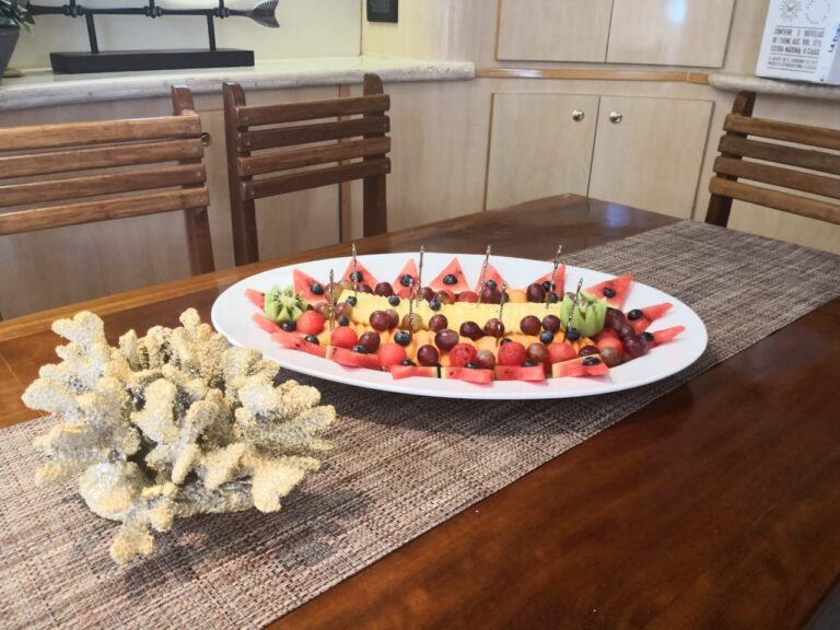 Fruit platter served aboard the 72' Blue Water