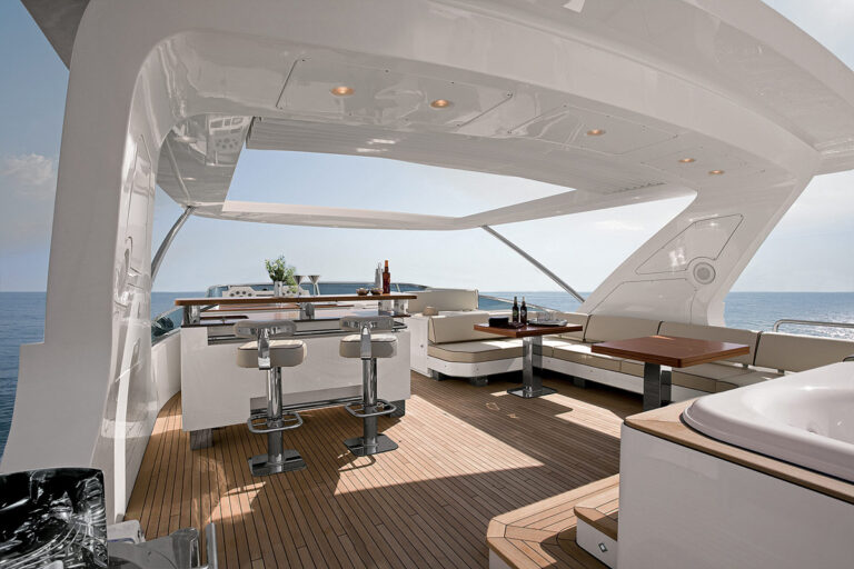 Flybridge bar seating on the 100' Azimut