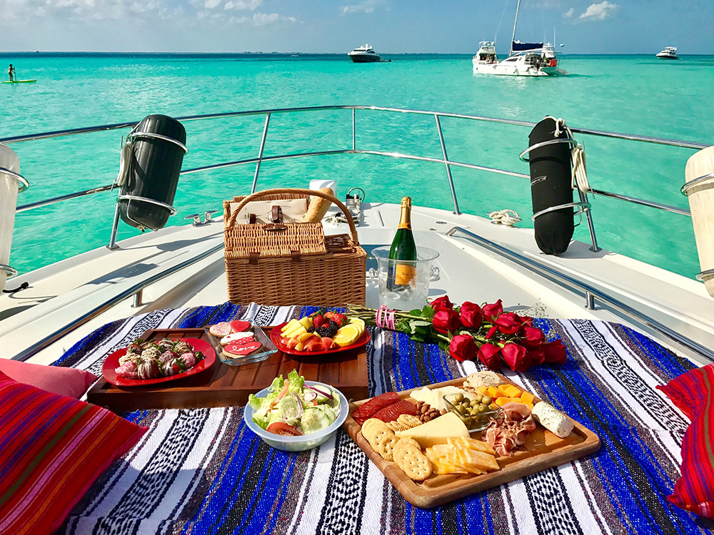 romantic yacht picnic for sunset
